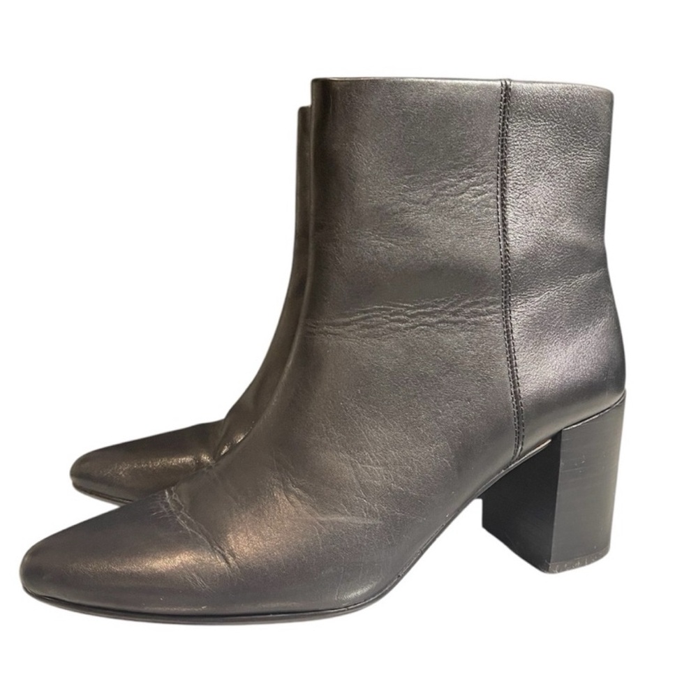 Madewell Black Fiona Leather Block Heel Boots 7